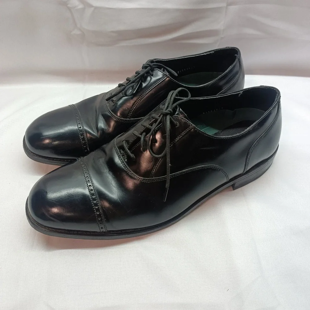 Florsheim FLS Mens 11 3E Black Leather Cap Toe‎ Oxford Dress Shoes Extra Wide